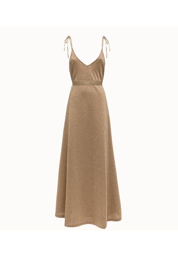 sundress abito lungo in tessuto color oro