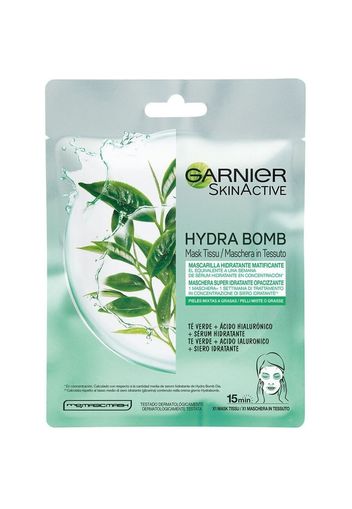 Garnier Maschera in Tessuto HydraBomb, Formula Idratante e Opacizzante per Pelli Miste o Grasse, The Verde