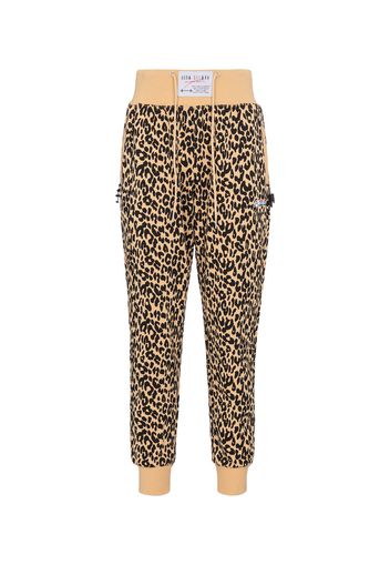 Pantaloni sportivi a stampa leopardata