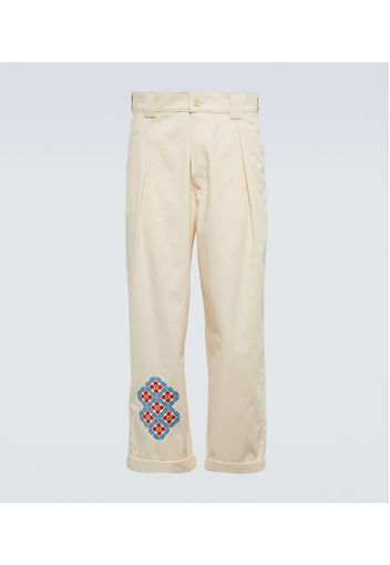 Pantaloni regular in cotone con ricamo