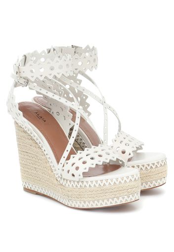 Sandali espadrillas in pelle con zeppa