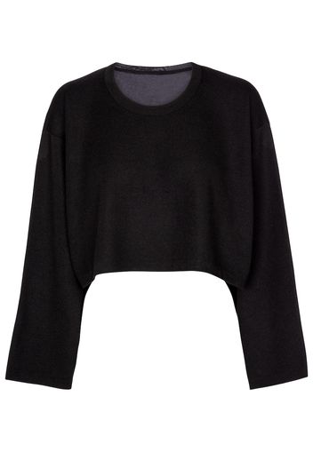 Pullover cropped in cashmere e seta