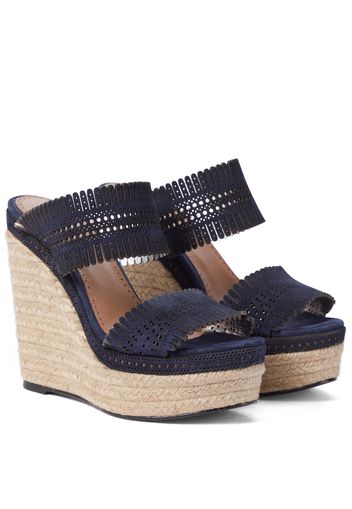 Sandali espadrillas in suede con zeppa