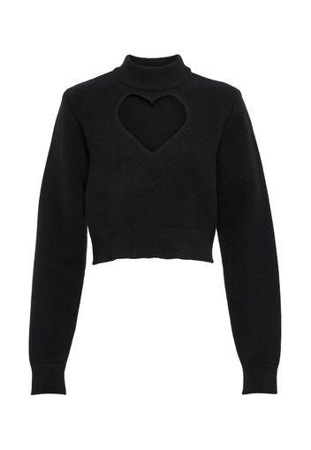 Pullover cropped Keyhole in lana vergine