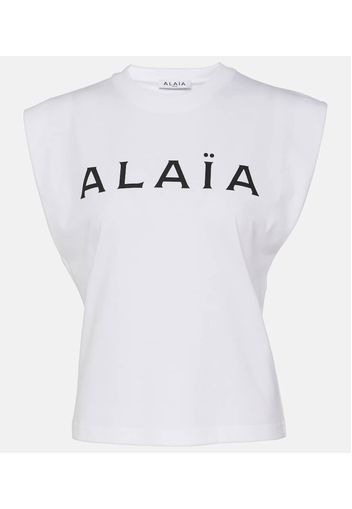 Alaïa T-shirt in jersey di cotone con logo