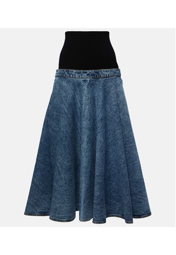 Alaïa Gonna midi in jersey di cotone e denim