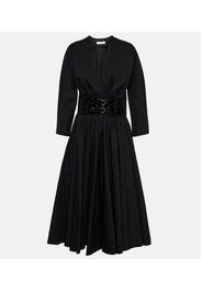 Alaïa Abito midi in cotone con pelle