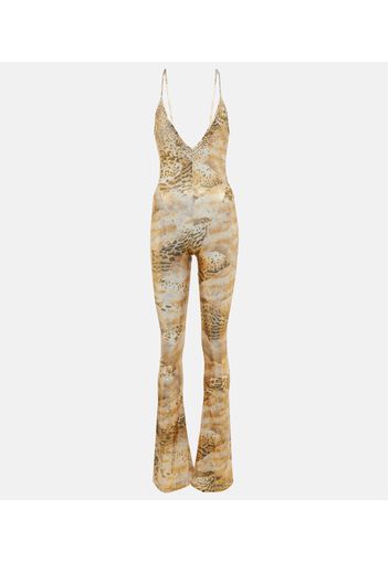 Jumpsuit flared con stampa e decorazioni