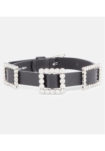 Choker in pelle con cristalli