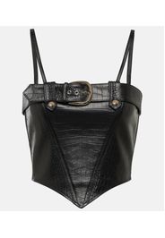 Top bustier in pelle con stampa coccodrillo