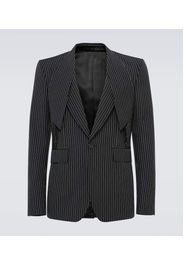 Blazer da abito gessato in lana e mohair