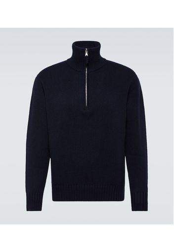 Pullover in cashmere con zip corta