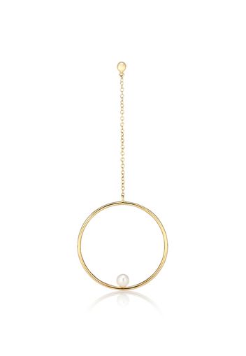 Orecchino singolo Rondeur Chain in oro giallo 14kt con perla