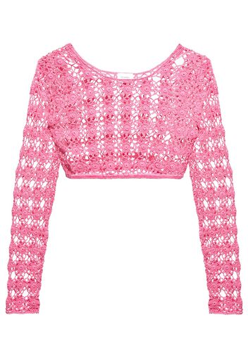 Top cropped Bella in crochet di cotone