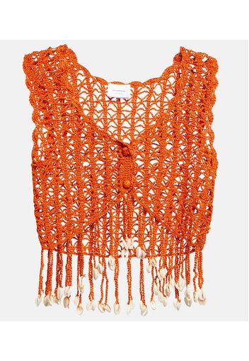 Top cropped in crochet con decorazione