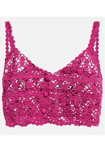 Top cropped Bianca in crochet di cotone