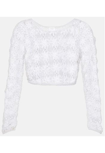 Top cropped Bella in crochet di cotone