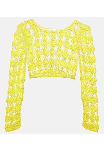 Top cropped Bella in crochet di cotone