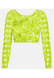 Top cropped Bella in crochet di cotone