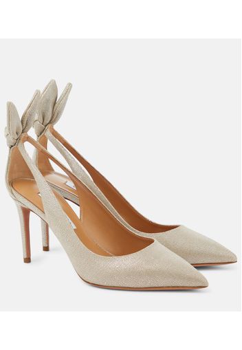 Pumps Bow Tie 85 in canvas metallizzato