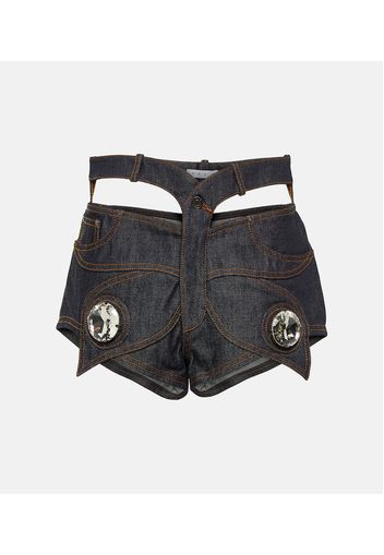 Shorts di jeans con cristalli