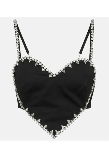 Top cropped Heart con cristalli