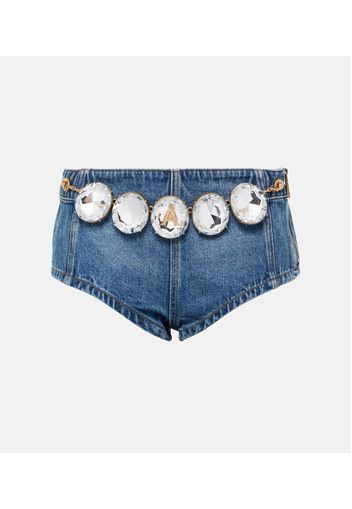 Shorts di jeans Jumbo Crystal con cristalli