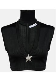 Top cropped Star Stud in maglia a coste