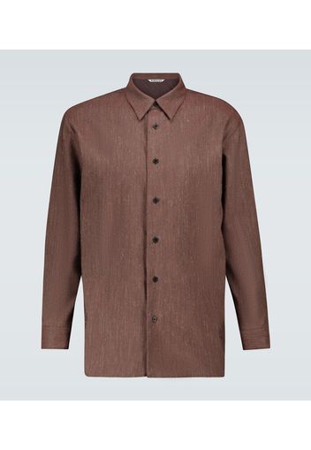 Camicia in twill di lana e lino