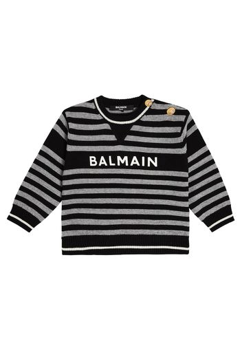 Baby - Pullover in lana a righe con logo