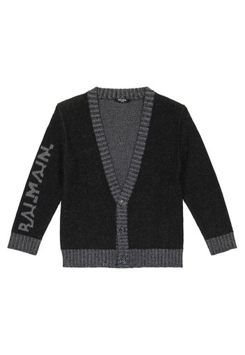 Cardigan con intarsi del logo