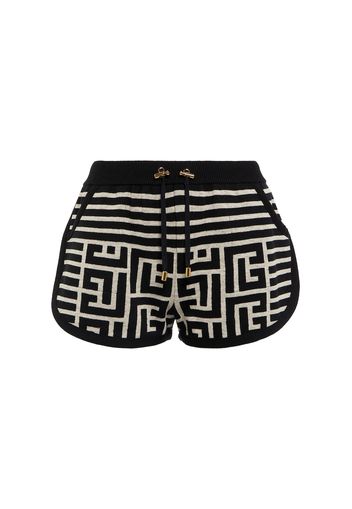 Shorts Monogram in misto lana e lino