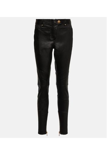 Pantaloni slim in pelle