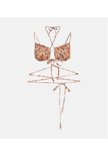 Top bikini con stampa