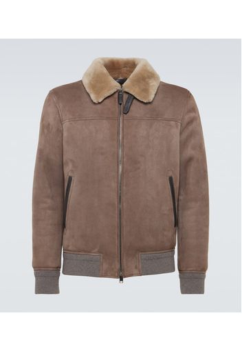 Giacca blouson in suede con shearling