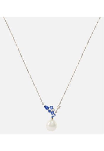 Collana Romance in oro bianco 18kt con zaffiri, diamanti e perle