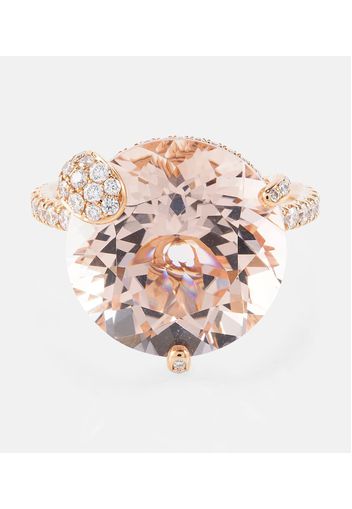 Anello Peekaboo in oro rosa 18kt con morganite e diamanti