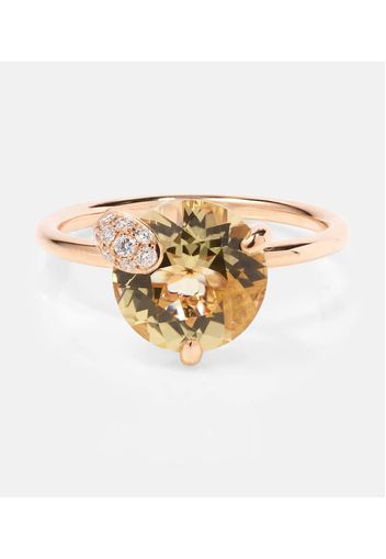 Anello Peekaboo in oro rosa 18kt con berilio e diamanti