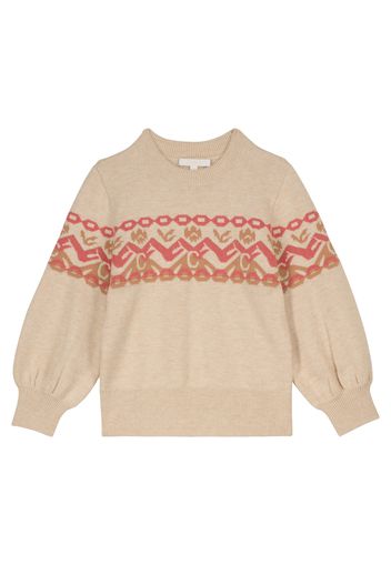 Pullover in cotone e lana con intarsio