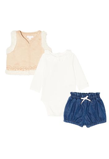 Baby - Body con gilet e shorts in misto cotone