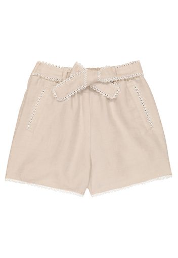 Shorts in lino e cotone con ricamo