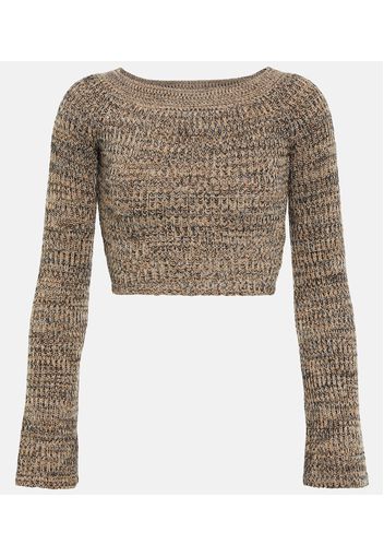 Pullover cropped in misto cashmere