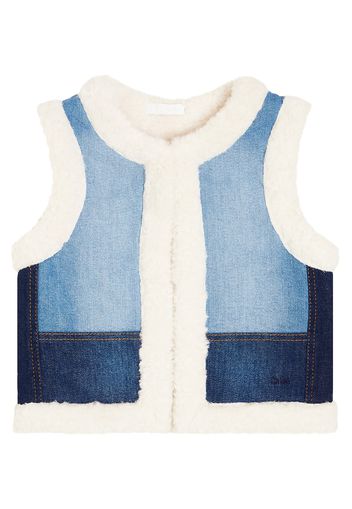 Gilet in denim e pile