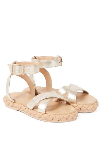 Chloé Kids Sandali in pelle metallizzata