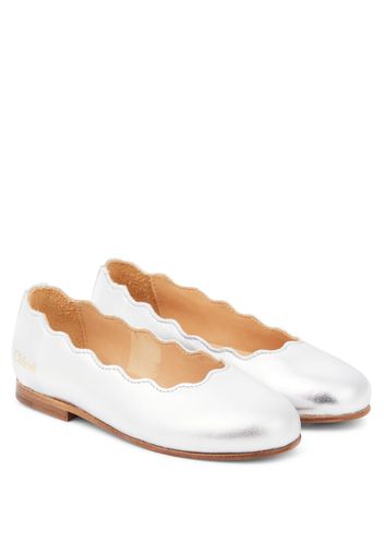 Chloé Kids Ballerine in pelle metallizzata