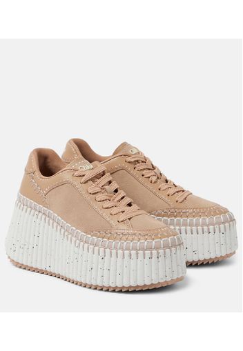 Chloé Sneakers Nama 80 in suede e pelle con platform