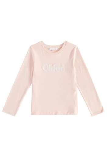 Chloé Kids Top in jersey di cotone con logo