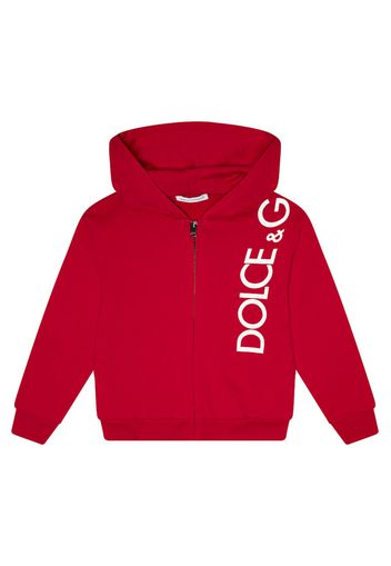 Logo zip-up cotton hoodie