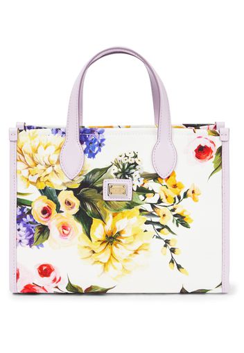 Borsa in canvas con stampa floreale