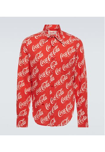 x Coca-Cola® - Camicia in cotone e lino con stampa